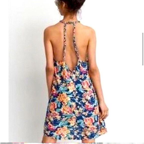 American Eagle Braided Floral Mini Dress Swing Pockets Size Large - Picture 2 of 9